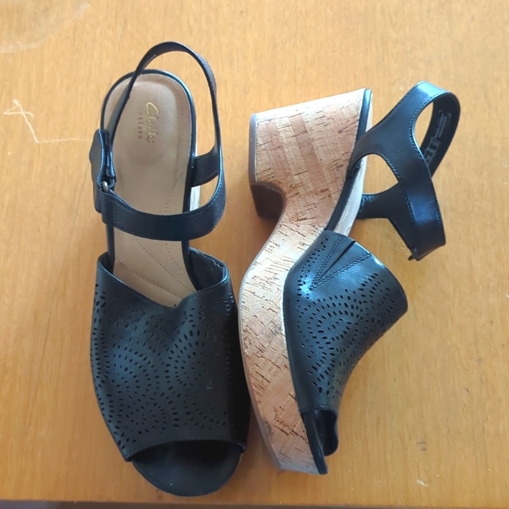 Clarks Artisan Cork Sole Platform Sandals Gem